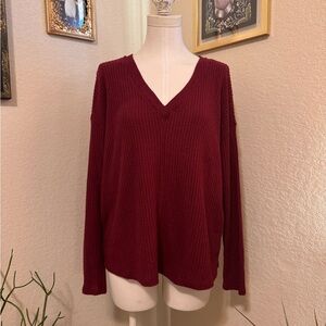 PST Waffle Knit V-Neck Top